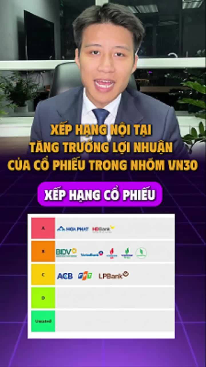 Xếp hạng nội tại tăng trưởng lợi nhuận của cổ phiếu trong nhóm VN30