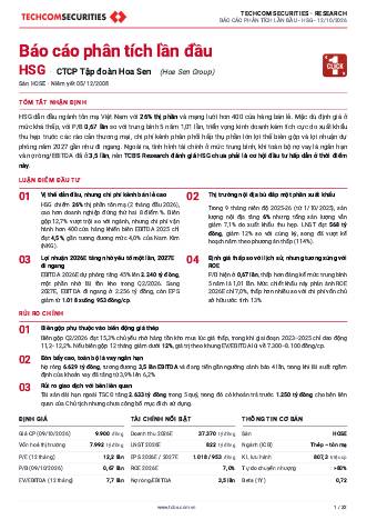 HSG: Báo cáo cập nhật 12/10/2026