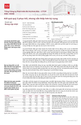 KBC: Báo cáo cập nhật KQKD Q3/2026