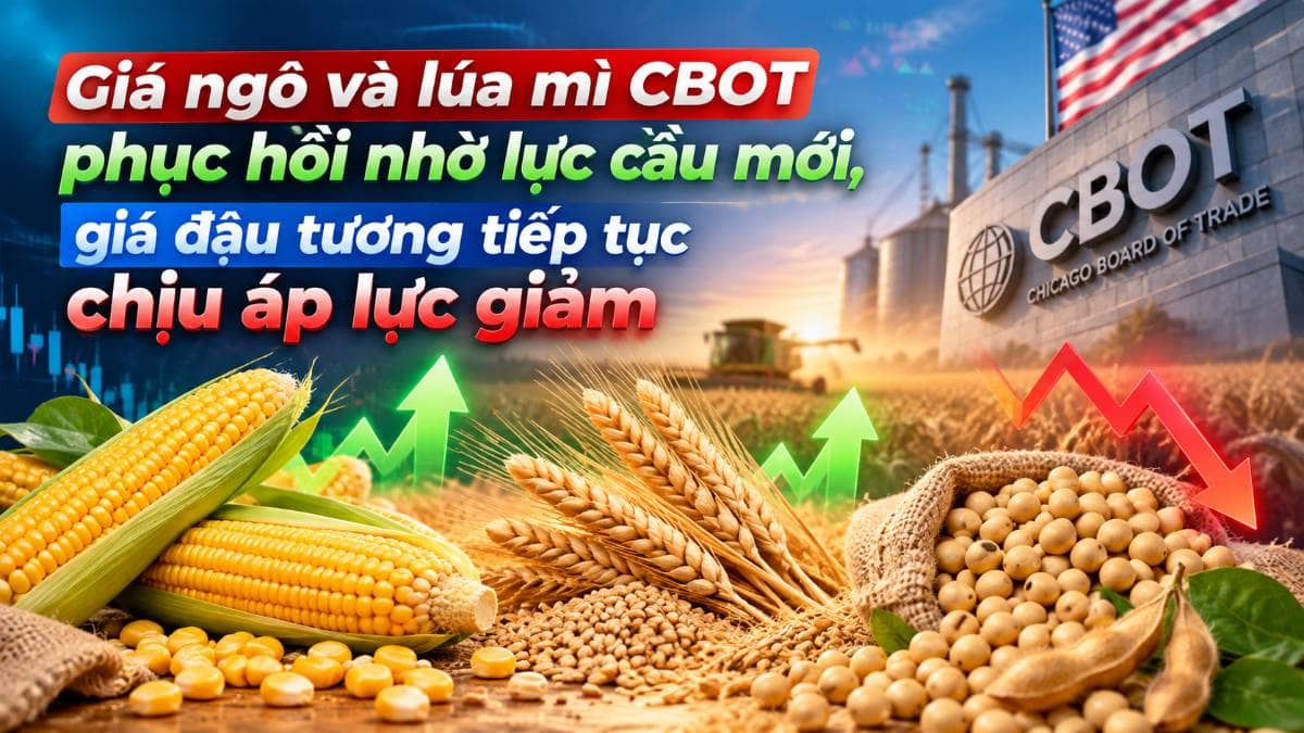 🔴Giá ngô và lúa mì CBOT phục hồi nhờ lực cầu mới, giá đậu tương tiếp tục chịu áp lực giảm. Thị trường  ...