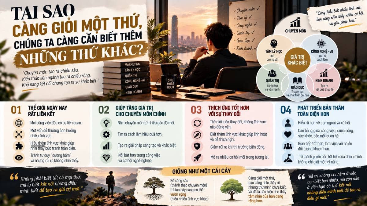 TẠI SAO CÀNG GIỎI MỘT THỨ, CHÚNG TA CÀNG CẦN BIẾT THÊM NHỮNG THỨ KHÁC?. Khi mới bắt đầu sự nghiệp, tôi  ...