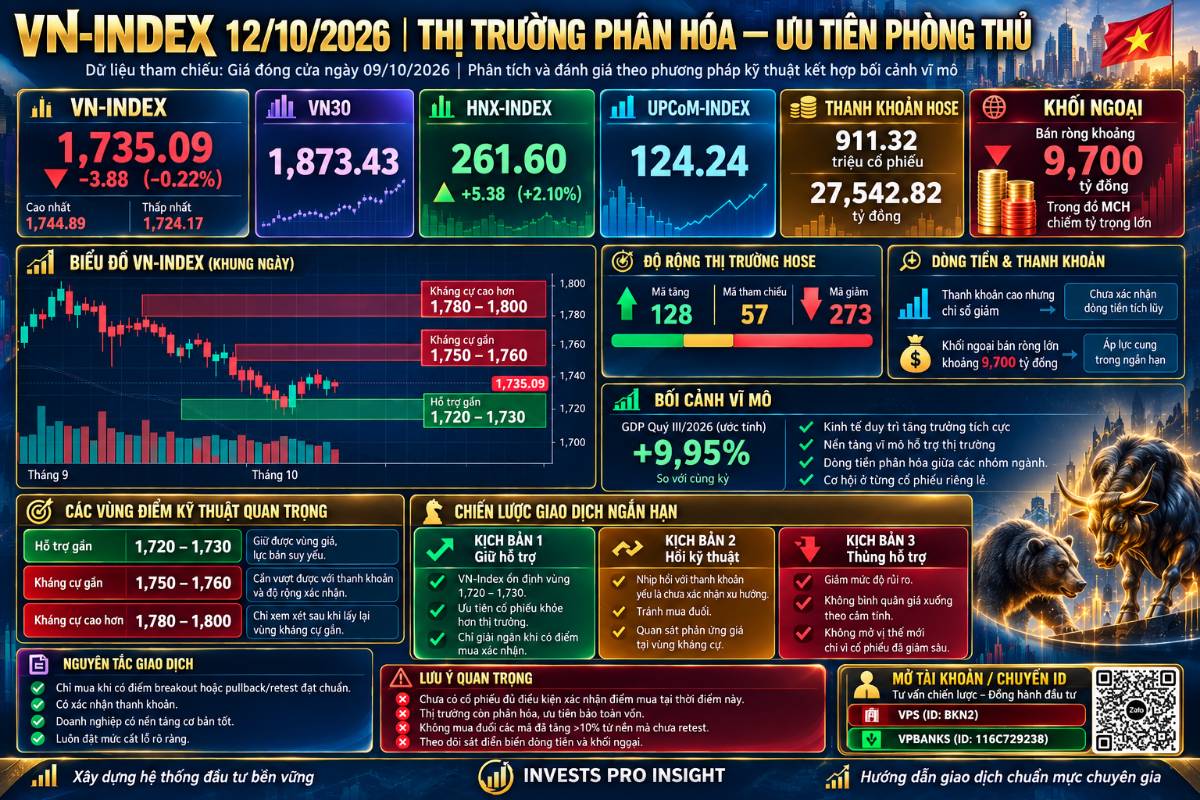 🇻🇳📊 PHÂN TÍCH THỊ TRƯỜNG CHỨNG KHOÁN VIỆT NAM. Ngày 12/10/2026 · Góc nhìn đầu tư thực chiến. 1. 🎯  ...