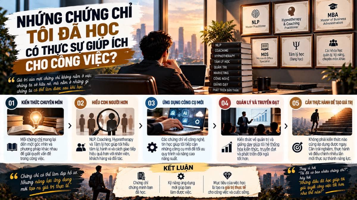 NHỮNG CHỨNG CHỈ TÔI ĐÃ HỌC CÓ THỰC SỰ GIÚP ÍCH CHO CÔNG VIỆC?. Có một thời gian, tôi dành khá nhiều  ...