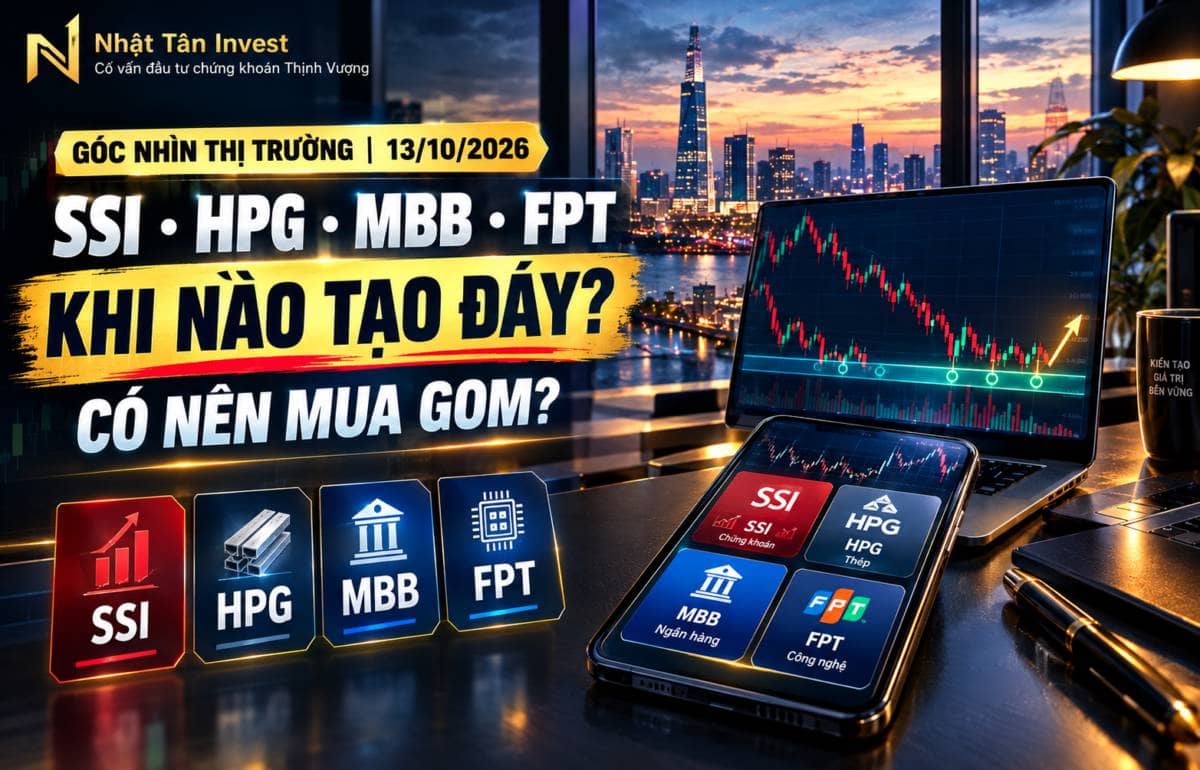 Phân Tích Cổ Phiếu SSI, HPG, MBB, FPT: Khi Nào Tạo Đáy, Có Nên Mua Gom? 13/10/2026. Nhật Tân Invest  ...