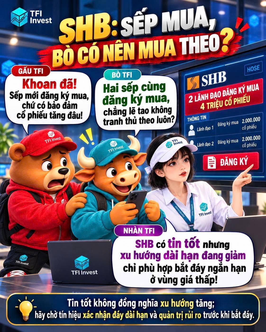 🐂 SHB: Sếp đăng ký mua, Bò có nên mua theo? 😂. Nghe tin hai lãnh đạo đăng ký mua tổng cộng 4 triệu  ...