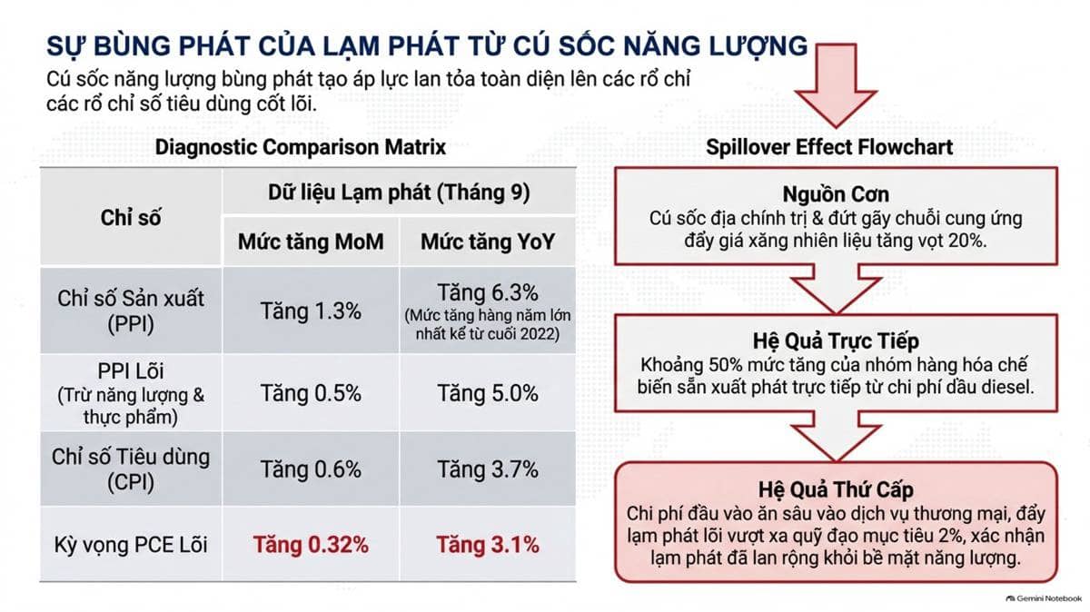 Báo cáo kinh tế mới nhất ghi nhận chỉ số giá sản xuất (PPI) tháng 9/2026 của Mỹ bứt phá 1,3% MoM và  ...