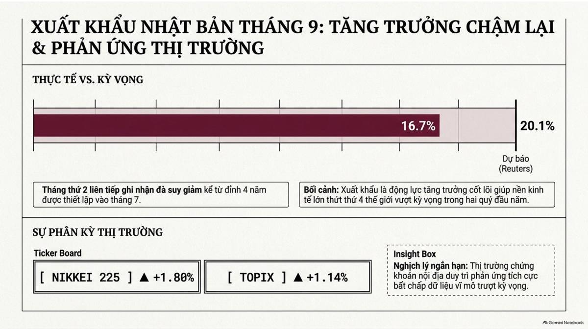 Nhật Bản: Xuất khẩu tháng 9 chậm lại,