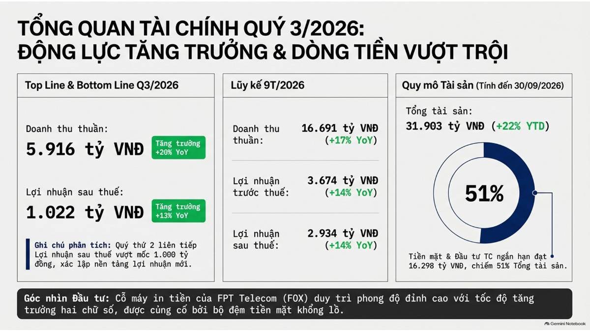 Báo cáo nhanh Kết quả kinh doanh Q3/2026 và sức khỏe tài chính FPT Telecom (FOX)