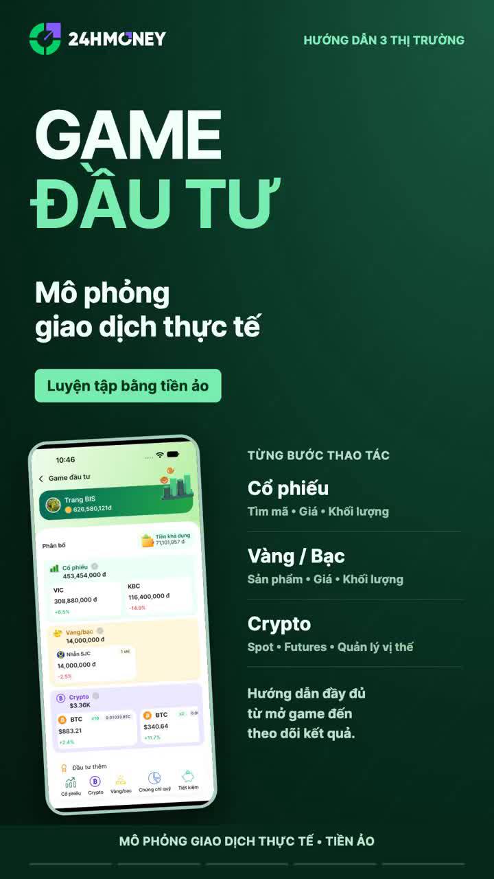 Hướng dẫn cơ bản Game đầu tư trên 24HMoney: game chứng khoán, game vàng/bạc, game crypto.
Mô phỏng cách thức giao dịch, tuyện tập các chiến lược đầu tư theo dữ liệu thực tế. 